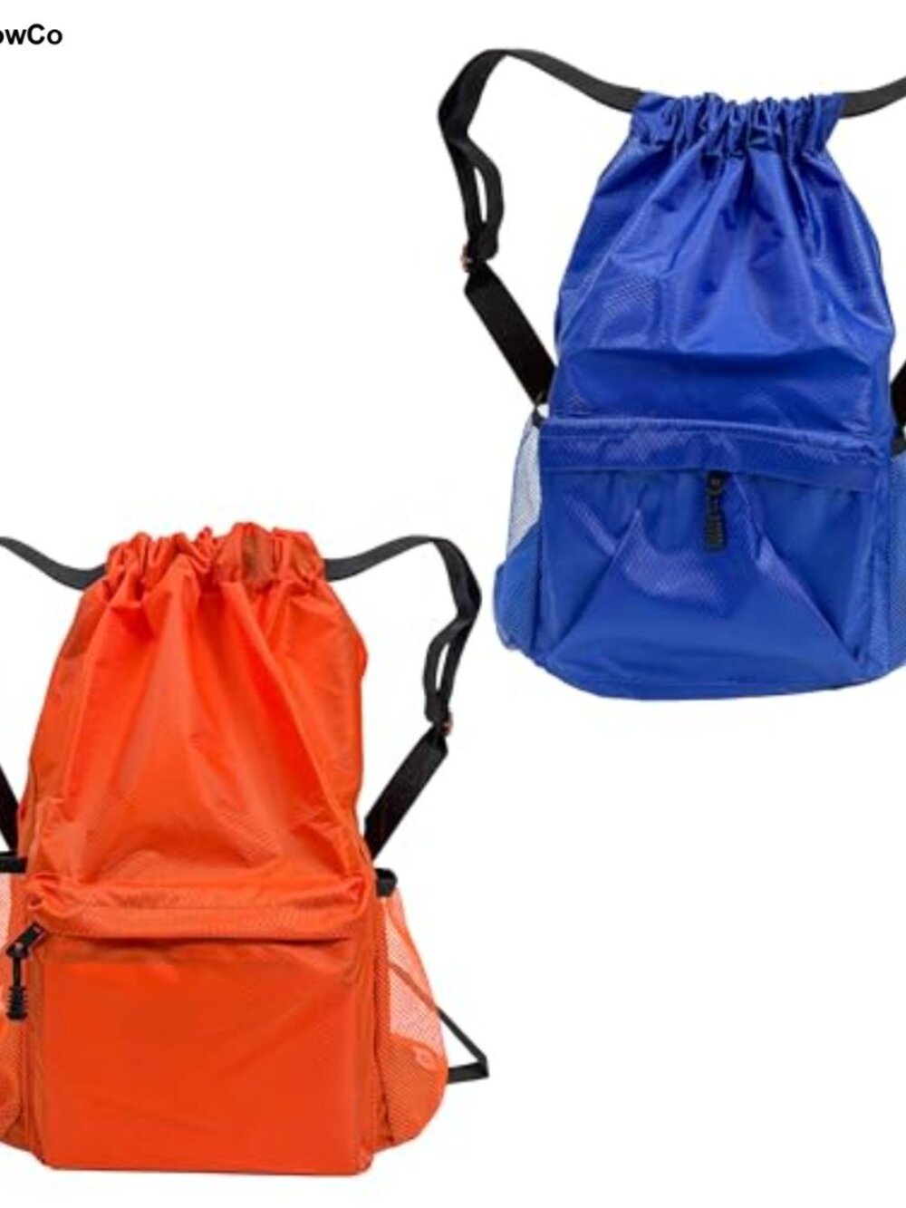 2 Pack Water-Resistant Drawstring Gym Bag Backpack Bottle Pocket